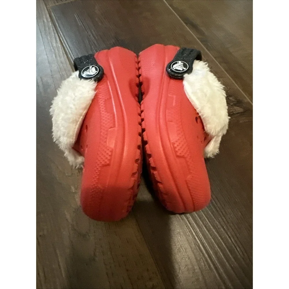 Crocs Toddler Classic Santa Belt Fur Lined‎ Clog Red / White Size Child 7C